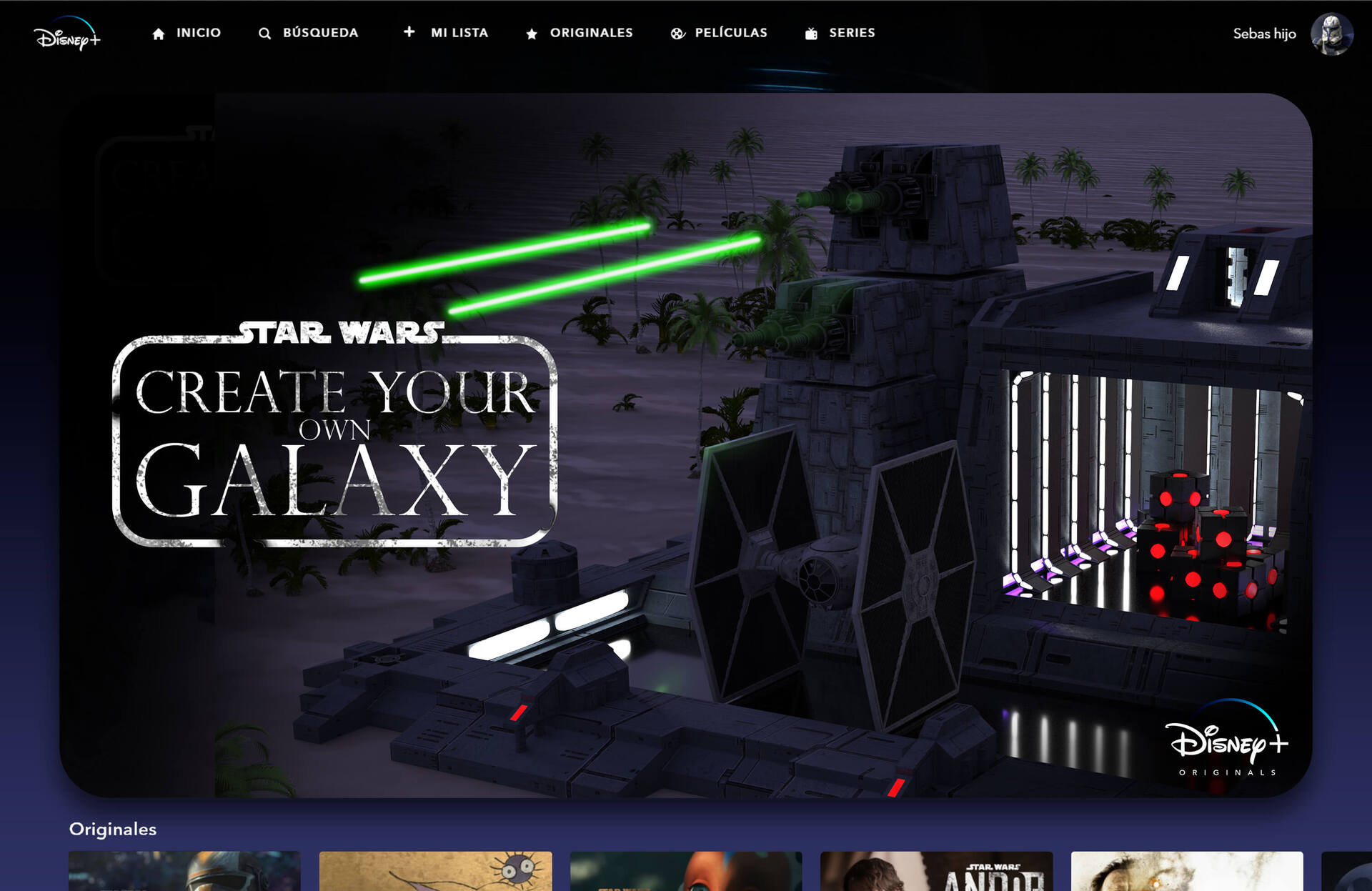 Implementación del diorama diseñado como sección en la página oficial de Disney+