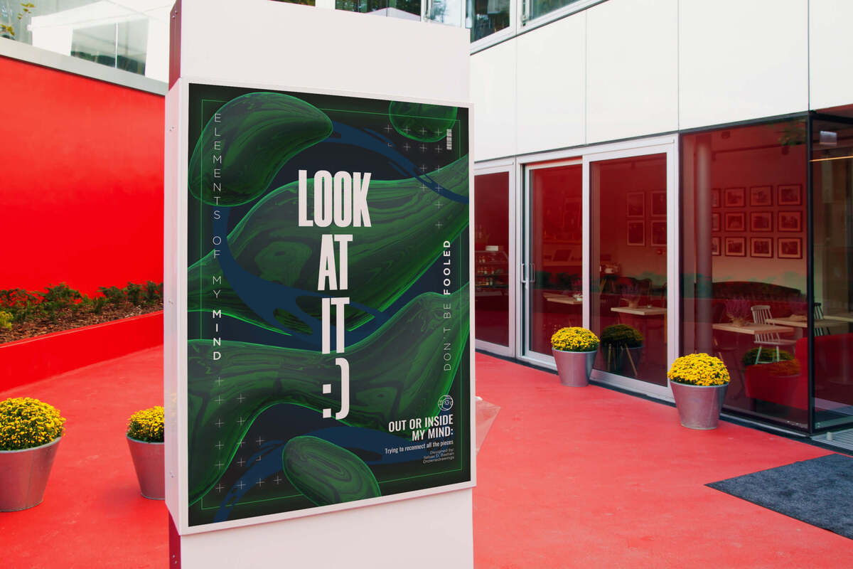 Mockup del cartel verde MIRA