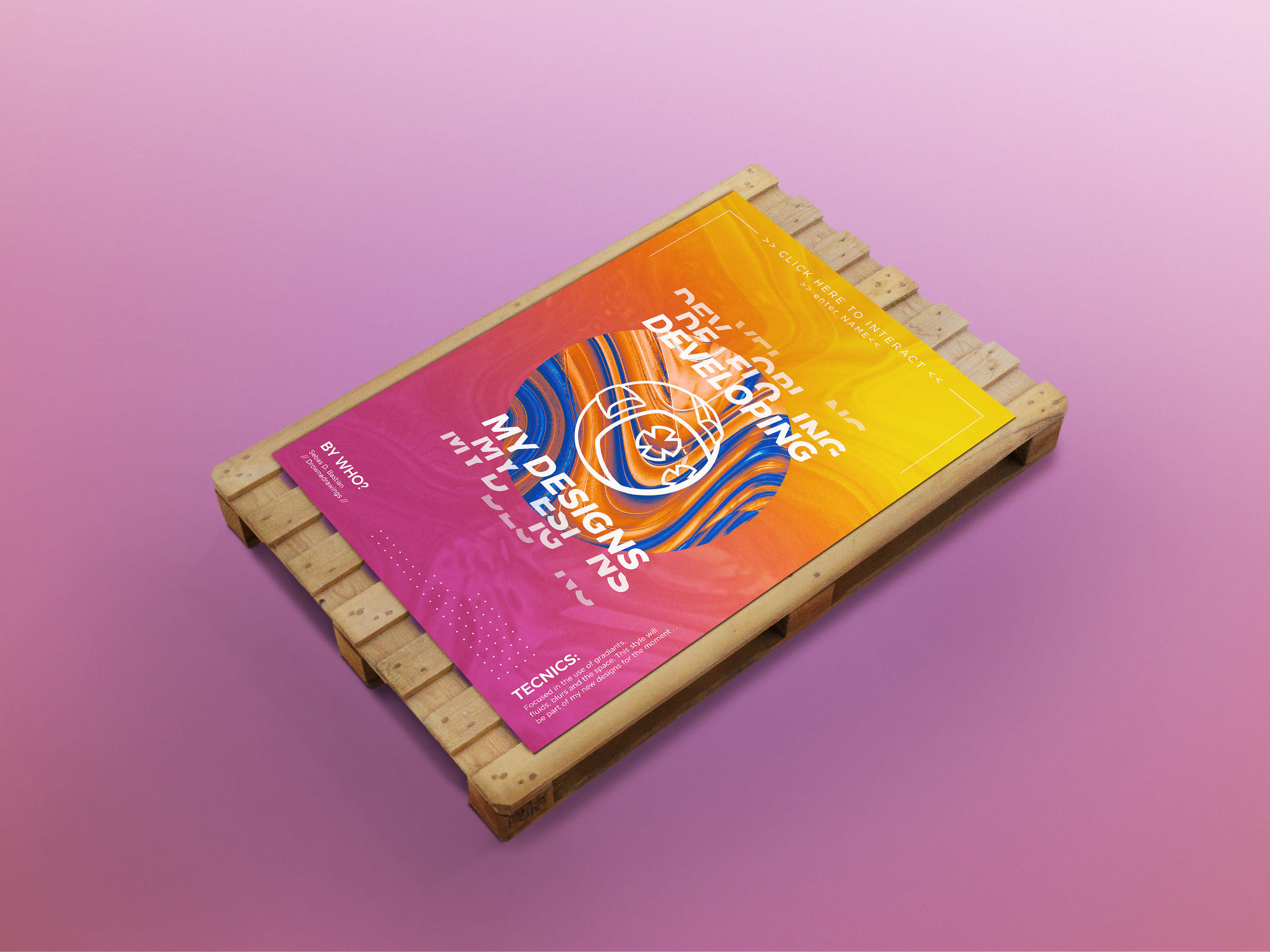 Mockup del cartel multicolor DESARROLLANDO MIS DISEÑOS